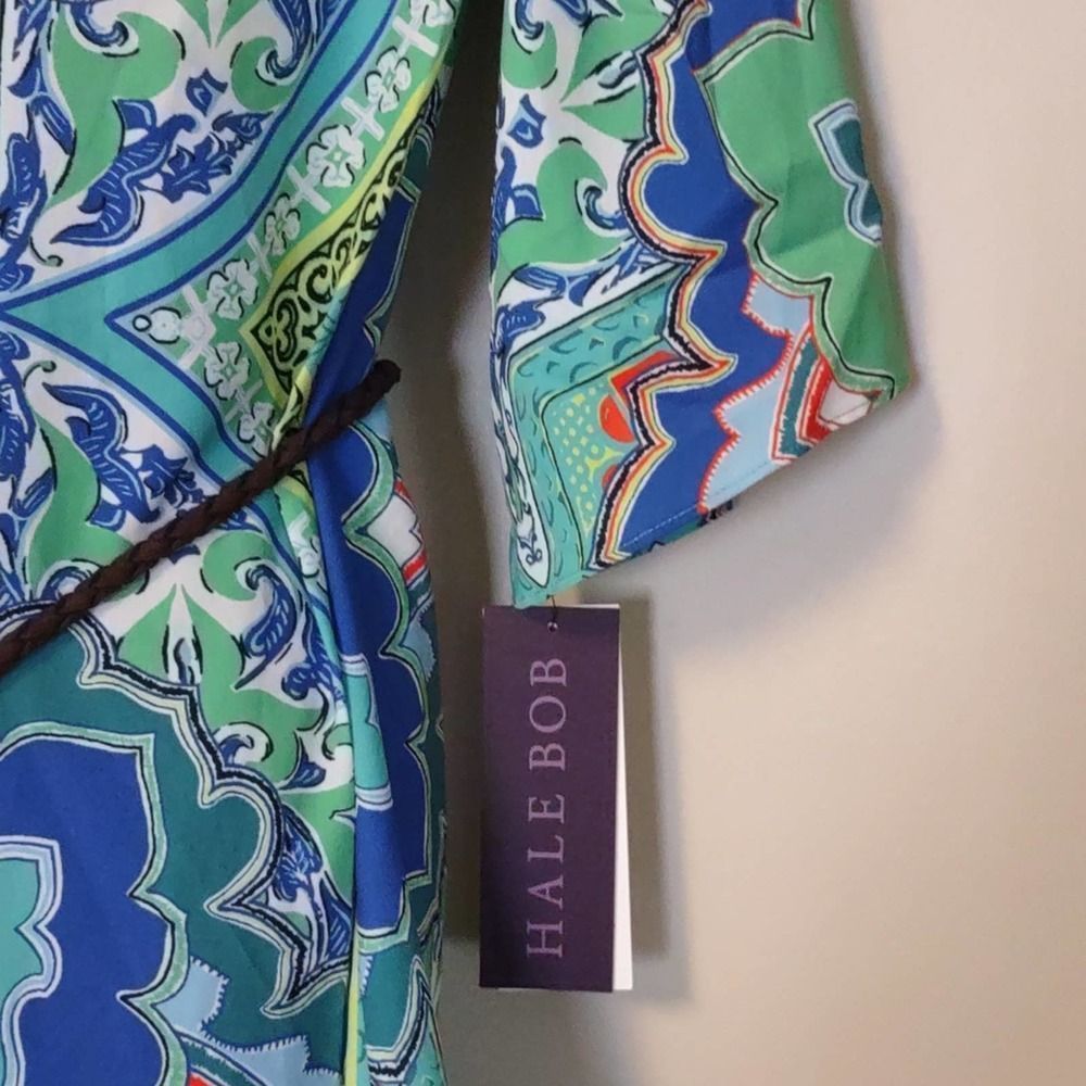 Hale Bob Mandala Paisley Belted Shift Dress in Teal Small $290 - Picture 4 of 10